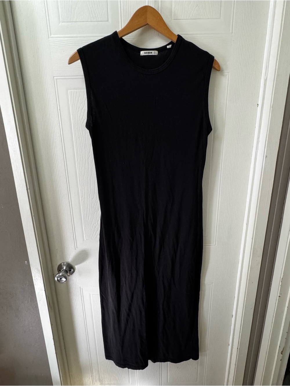 Buck Mason Sleeveless Black Midi Tank Dress